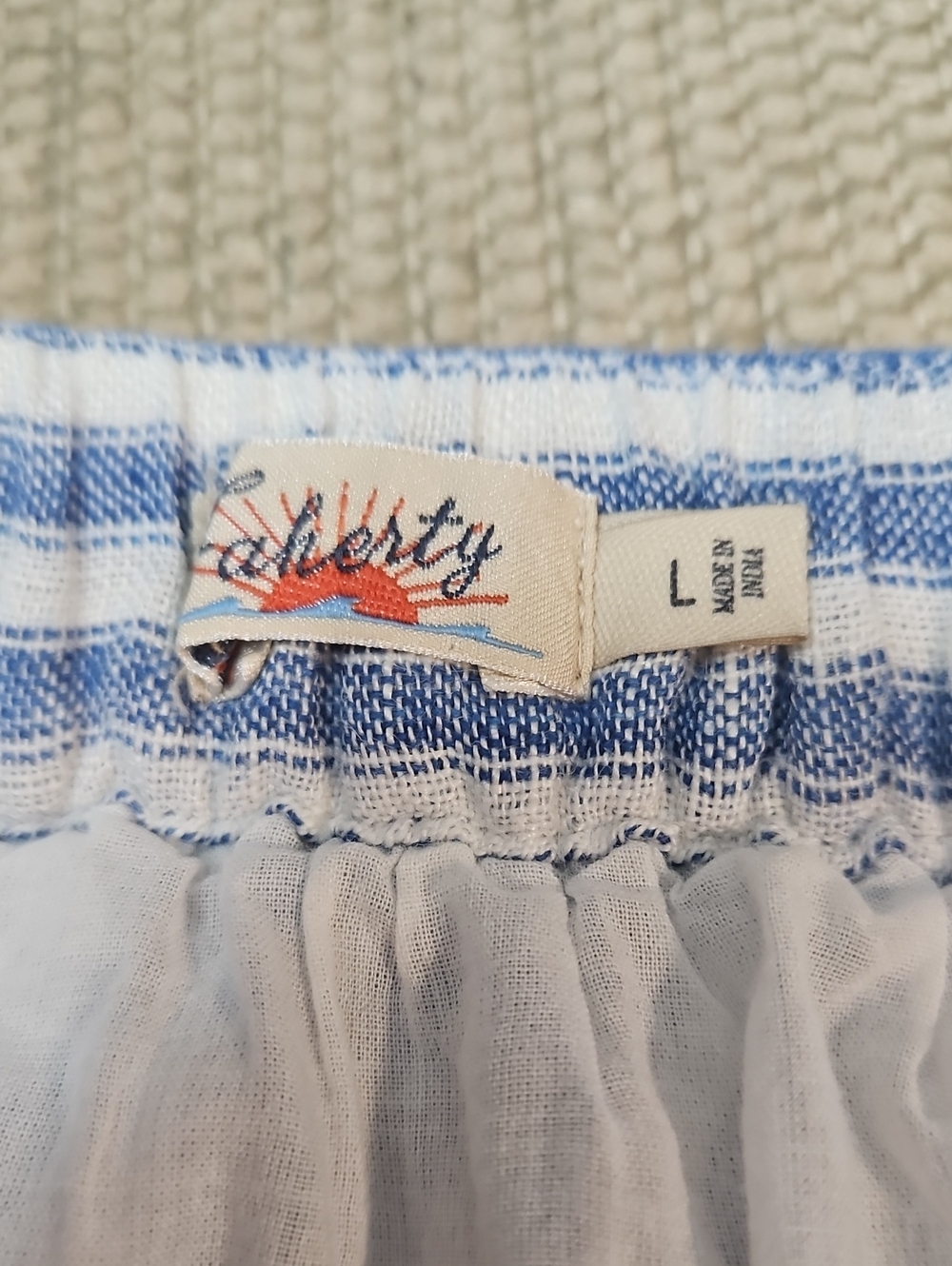Faherty Whitley Linen Button Front Skirt Blue Low Tide Stripe Women's Large - Picture 5 of 14